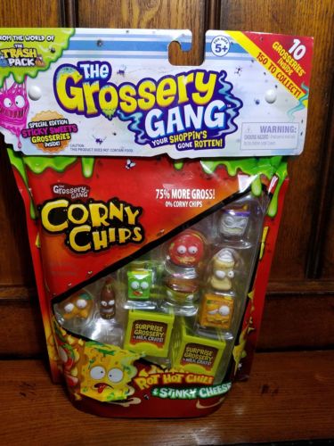 New THE GROSSERY GANG Trash Pack 10 PACK CORNY CHIPS Rot Hot Chili/Stinky Cheese