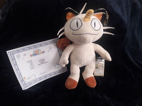 New Build A Bear Pokemon Team Rocket's Meowth Plush with Sound and Card