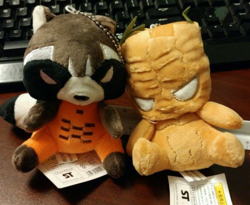Lot of 2 Guardians of The Galaxy Soft Small 3 in Keychain Plush Rocket and Groot