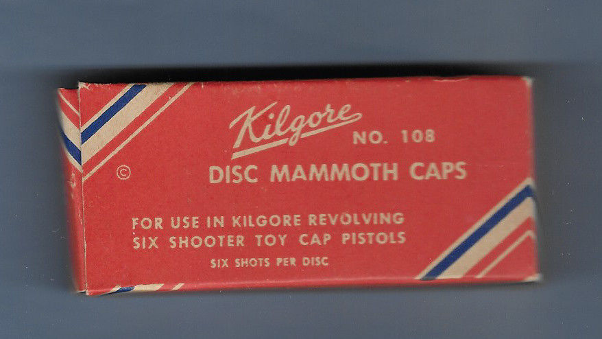 VINTAGE KILGORE NO 108 DISC MAMMOTH SIX SHOOTER CAPS EMPTY BOX ONLY NOS CLEAN #2