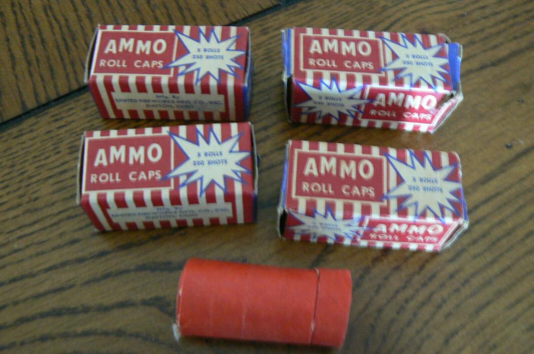 Lot 4 Boxes Vintage AMMO Roll Caps 5 Rolls/Box Cap  FREE US SHIP