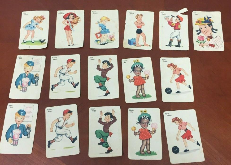 Vintage Whitman Old Maid Card Game PARTIAL DECK, Honey Pie, DECORATING IDEAS