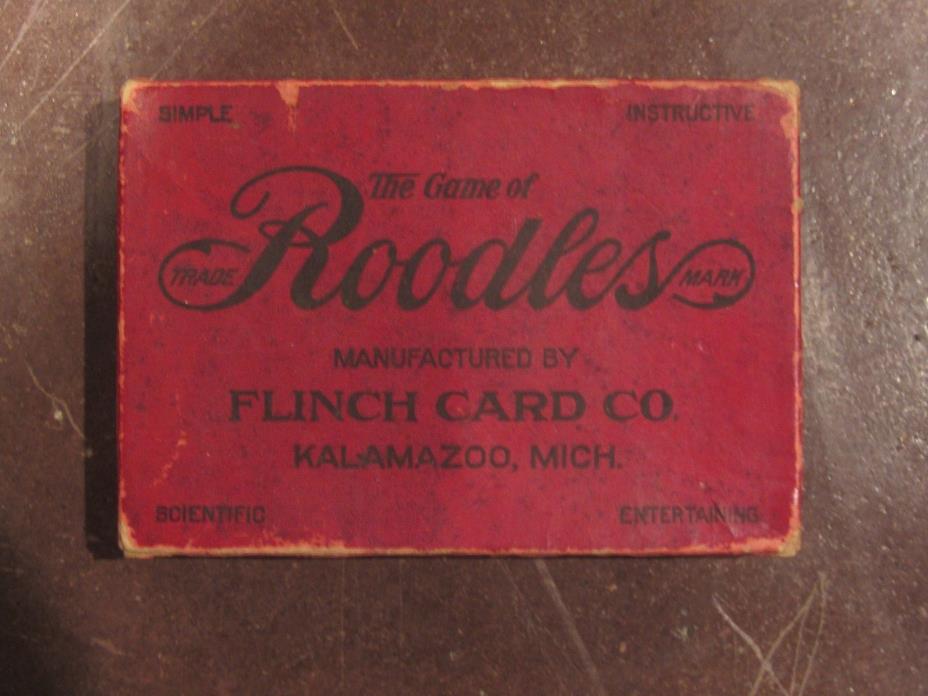 VINTAGE - THE GAME OF ROODLES - 1912 - COMPLETE - FLINCH CARD CO. - KALAMAZOO,MI