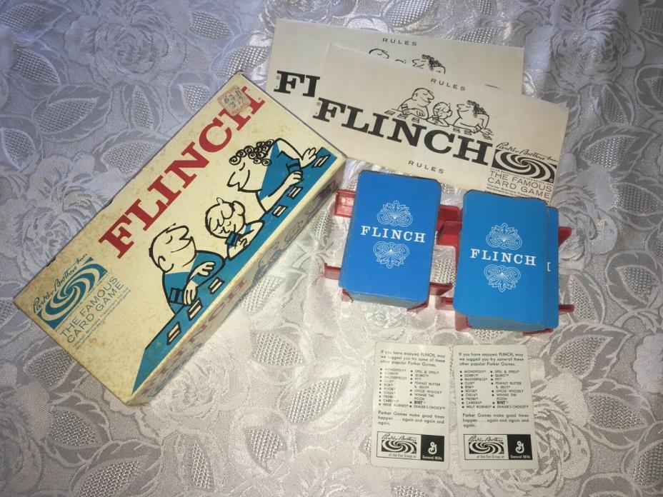 Vtg 1963 Flinch Card Game 2 Complete Decks for Over 4 Players 2 Racks Rules