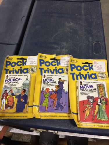 Lot Of 3 Prof. Hoyle's Music, Movie, Political Pocket Trivia Card Games 1980’s