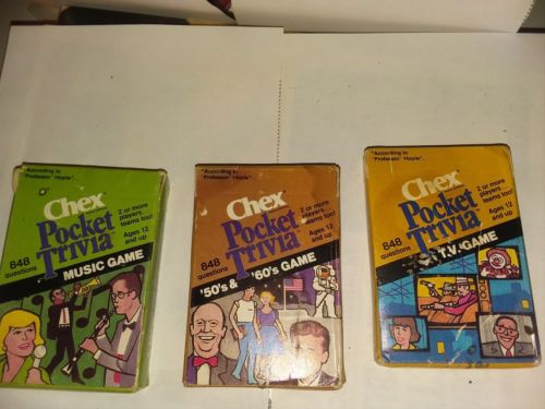 VINTAGE 1984 According to Professor Hoyle Pocket Trivia Game Cards Chex 3 Decks