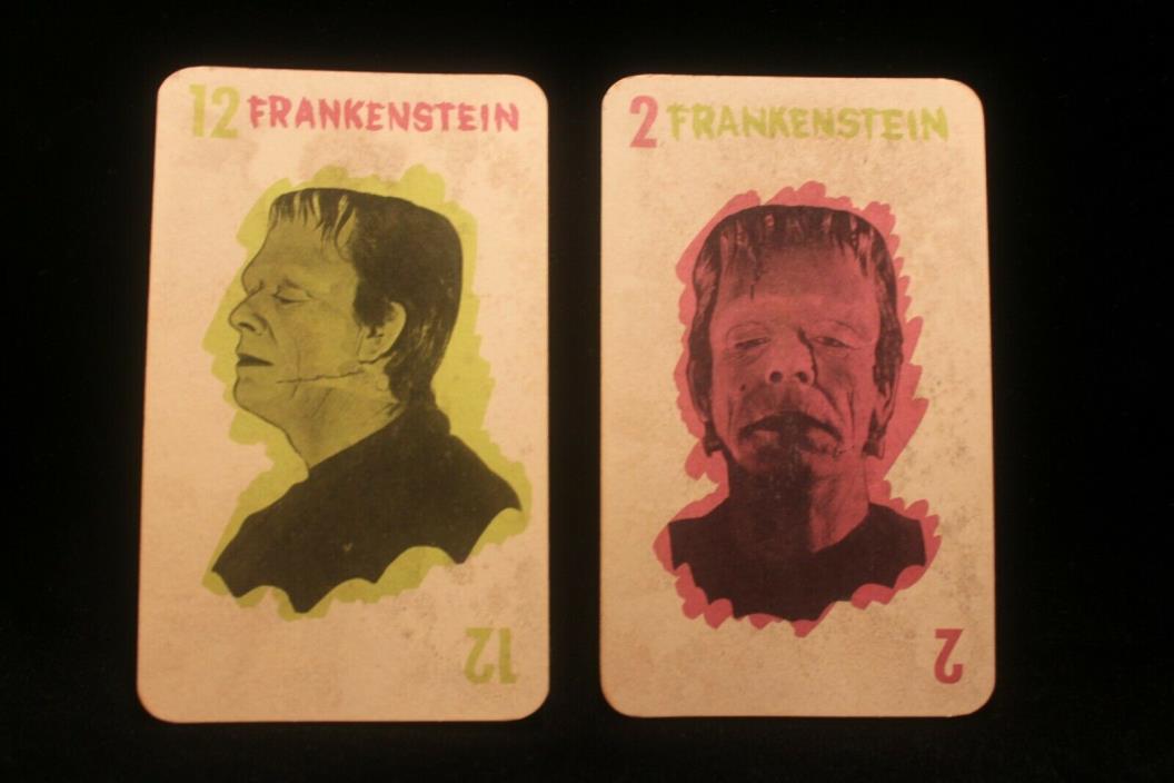 Vintage 1964 Monster Old Maid Card Lot Of 2 Frankenstein  Milton Bradley