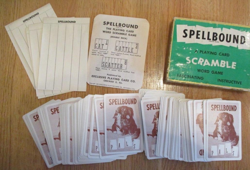 Vintage 1954 Spellbound Scramble - A Playing Card Word Game - Complete