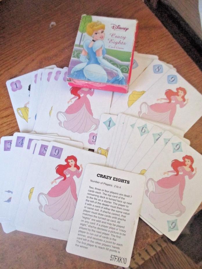 Girls Disney Princess Crazy Eight Card Game in Box w/ Instructions