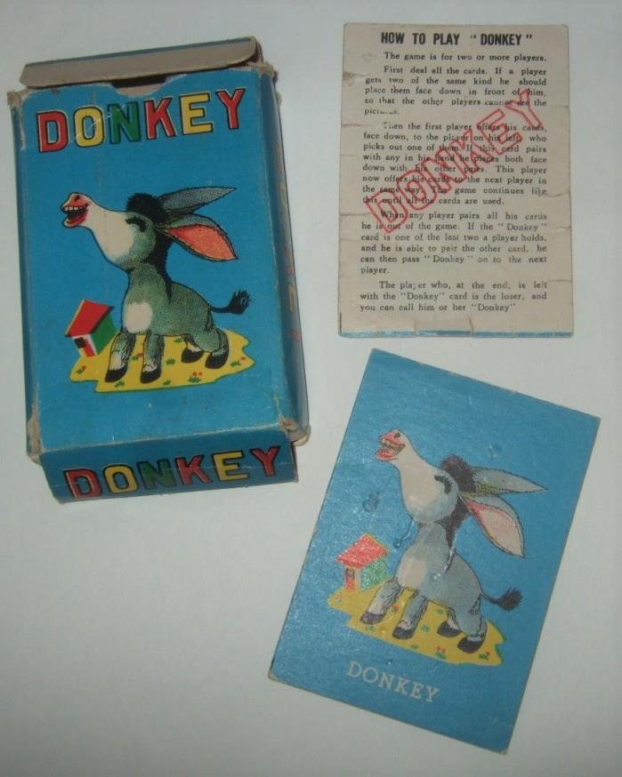 Donkey Card Game Vintage Card Game Rare Card Game 1950's Card Game
