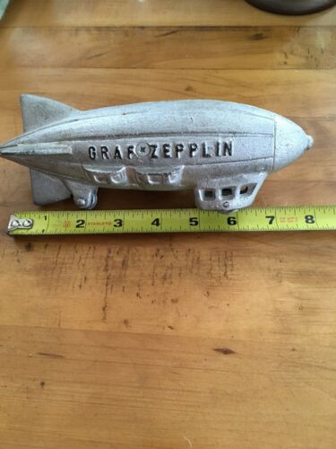 Vintage Cast Iron Graf Zepplin Toy Year Unknown If Reproduction Silver And Black