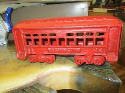 VINTAGE CAST IRON PASSENGER CAR WASHINGTON  NO 44