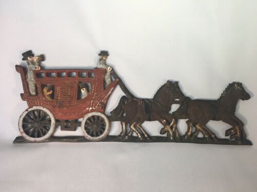 Antique Cast Iron Horse Drawn Carriage Buggy Wall Mount