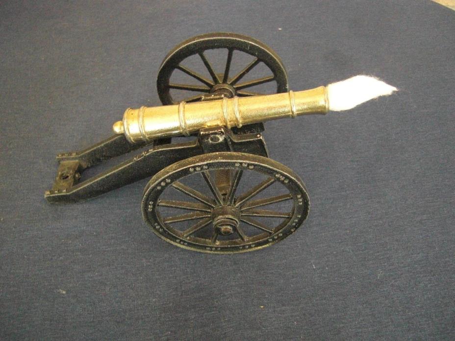 Vintage Brass Barrel & Cast Iron Replica Civil War Toy Cannon Stamped 591