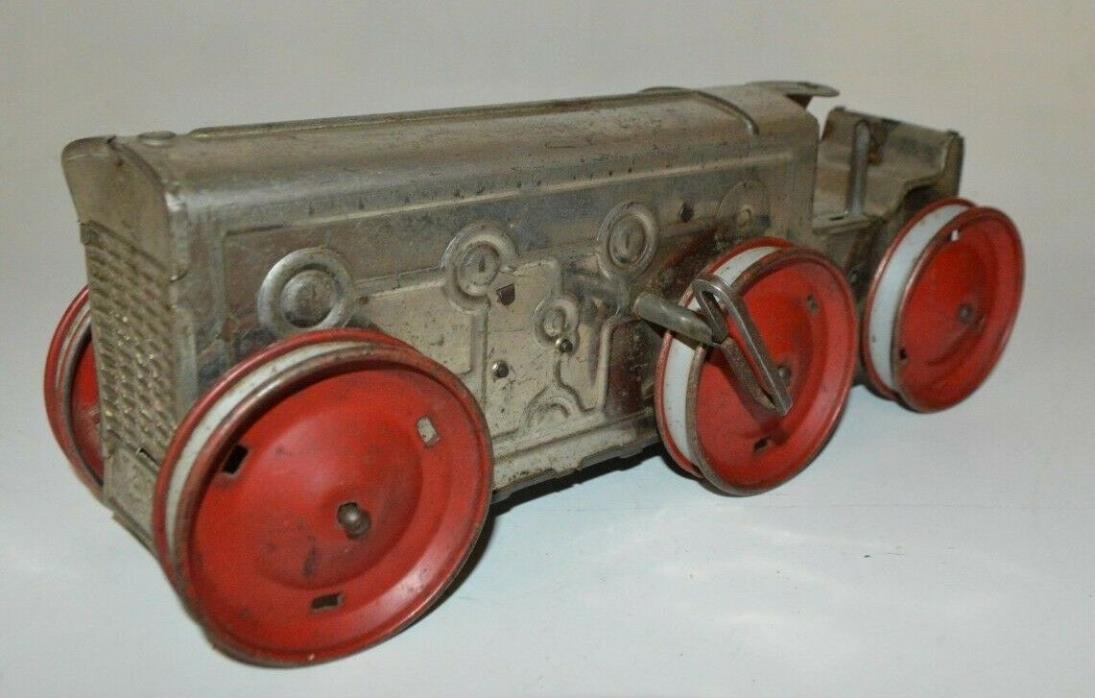 Vintage MARX Tin Toy Wind Up 6 Wheel Tractor Working Forward Reverse