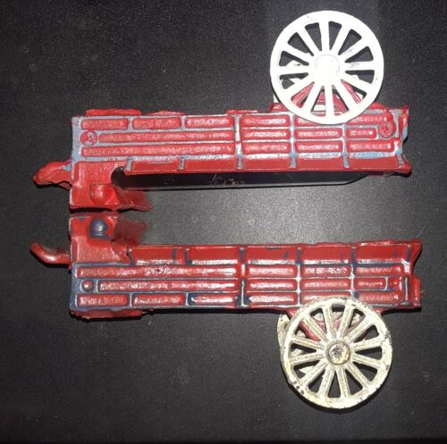 2 Vintage Cast Iron Wagon With Barrels