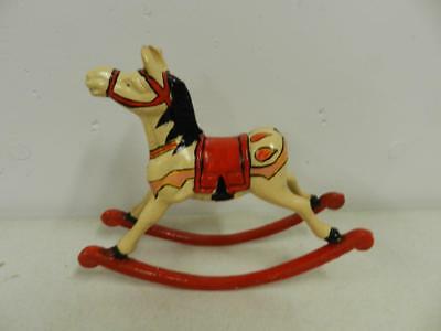 Very Old Antique Solid Cast Iron Rocking Horse Toy -- Large 9