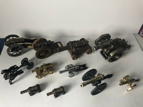 Vintage Cannon Lot, Cast Iron And Wood Base Cannon Lot ( Replicas )