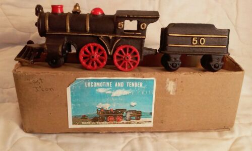 Cast Iron Locomotive and Tender Train Mint in Original Box Made in Taiwan