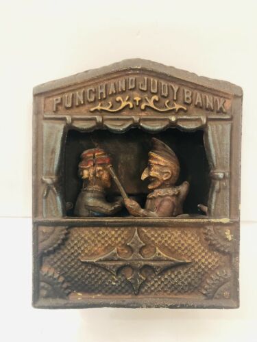 Antique Punch And Judy Cast Iron Mechanical Bank