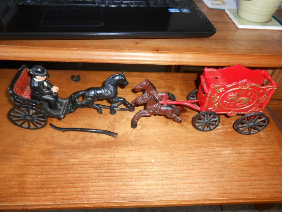 Cast Iron Horse & Buggy AND WAGON