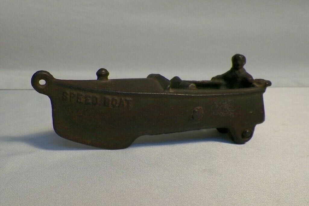 Old Vintage 1930's A.C. Williams Cast Iron Speed Boat Pull Toy Original Antique