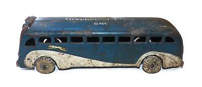1930S ARCADE #438  CAST IRON GREYHOUND LINES GMC BUS - UNTOUCHED CONDITION