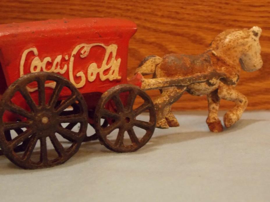 7 & 1/2-inch. Vintage ( Die-Cast ) Coca-Cola Horse and Cart... ( Exc. Cond.)...