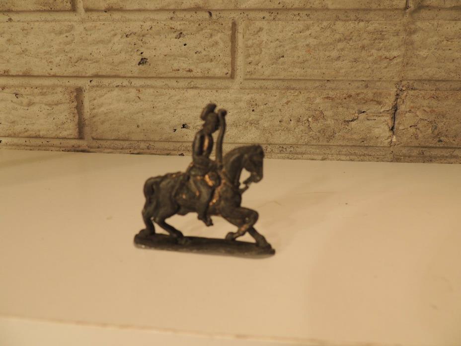 VINTAGE MOUNTED  OFFICER on HORSE figurine CAST IRON