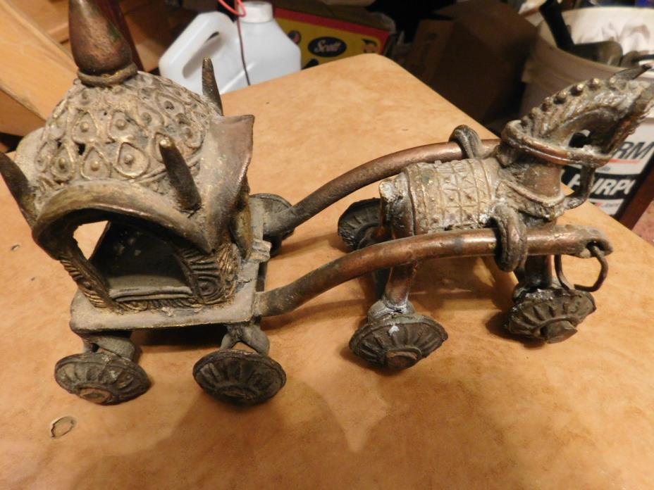 brass Toy horse and carrage from Pakistan old