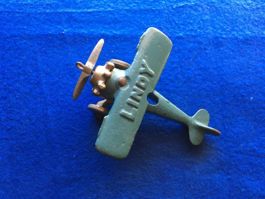 HUBLEY CAST IRON LINDY PLANE BLUE EXCELLENT ORIGINAL 4