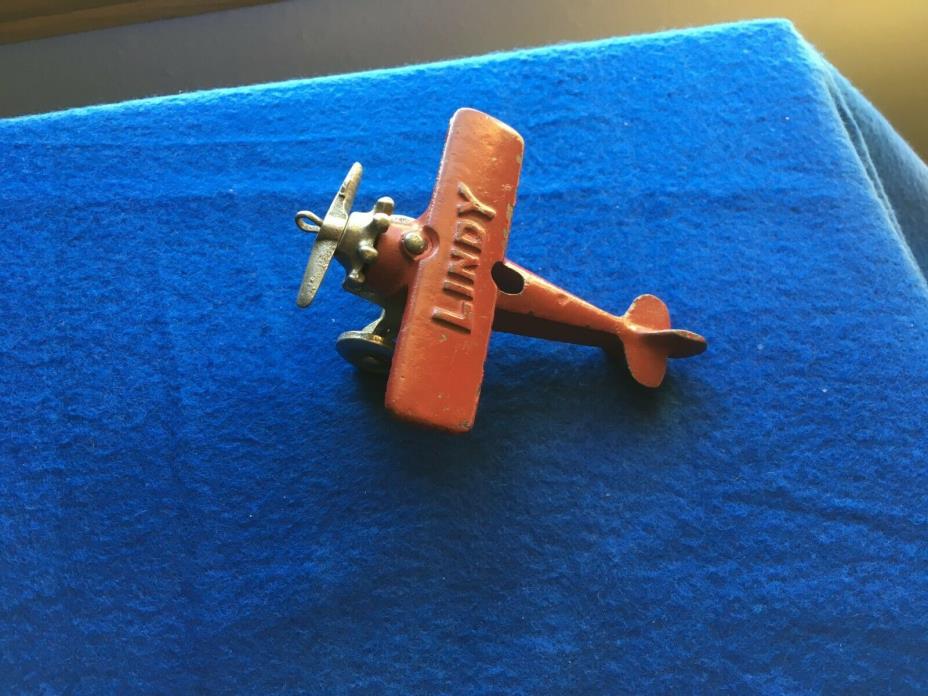 HUBLEY CAST IRON LINDY PLANE RED EXCELLENT ORIGINAL 4