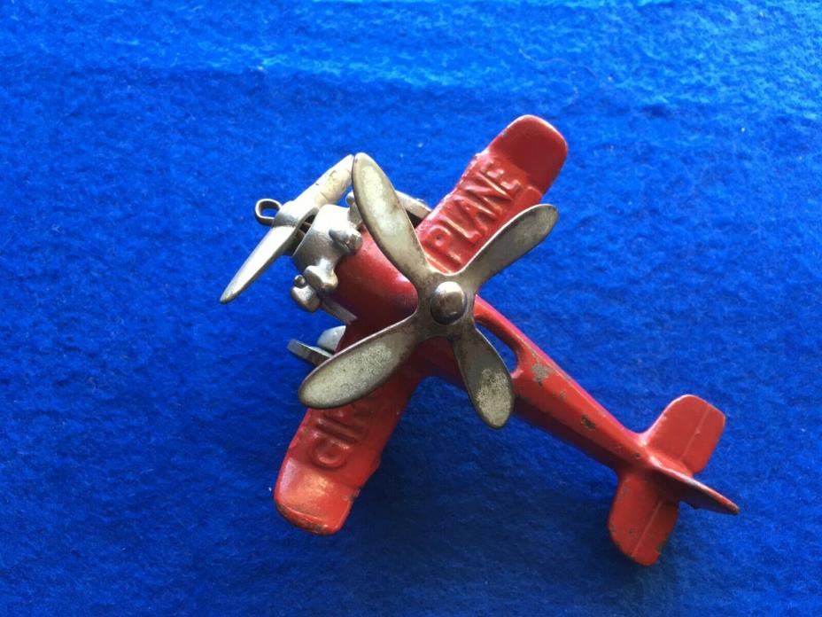 HUBLEY CAST IRON GIRO PLANE RED EXCELLENT ORIGINAL 4 1/2