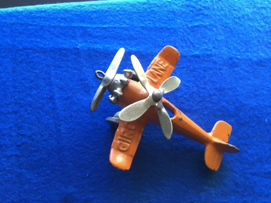 HUBLEY CAST IRON GIRO PLANE RARE ORANGE EXCELLENT ORIGINAL 4 1/2