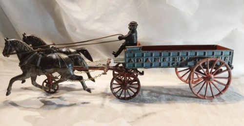Vintage Ives Cast Iron Adams Express Transfer / Delivery Wagon