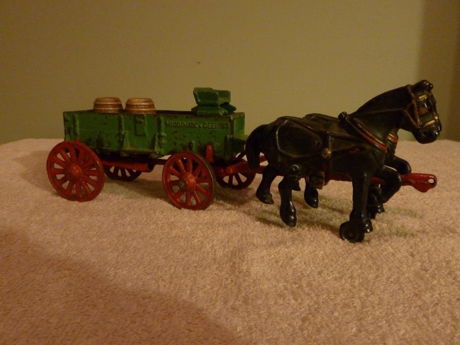 Arcade Cast Iron Horse Drawn Wagon With Barrels
