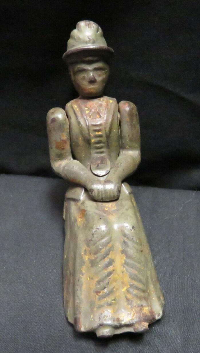 Vintage Cast Iron Clark & HillClimber Lady with Moveable Arms-Original