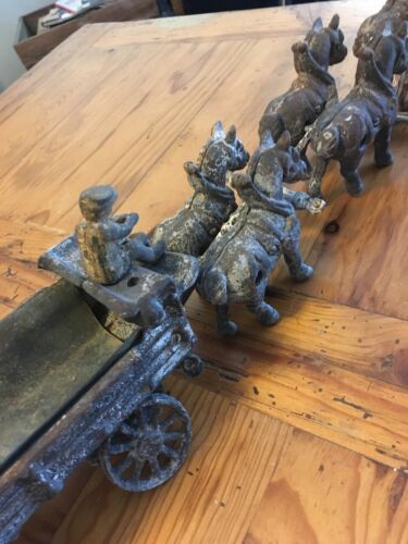 Vintage Cast Iron Beer Wagon with 6 Clydesdale Horses