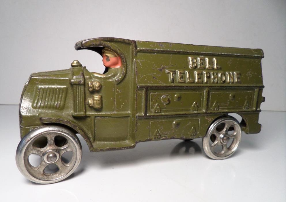 1920s HUBLEY MACK C-CAB BELL TELEPHONE SERVICE TRUCK CAST IRON TOY 7