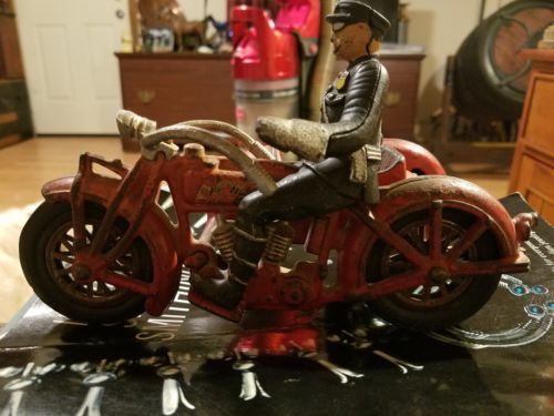 Vintage Cast iron Hubley Indian With Sidecar & Original Rider