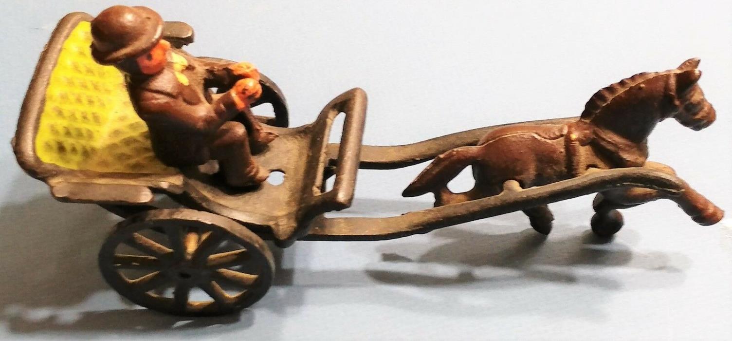 IRON HORSE & BUGGY TOY WITH RIDER CAST IRON