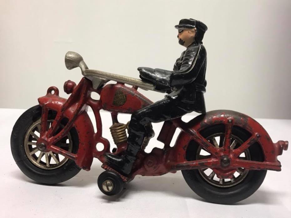 Antique Cast Iron Hubley Red Motorcycle