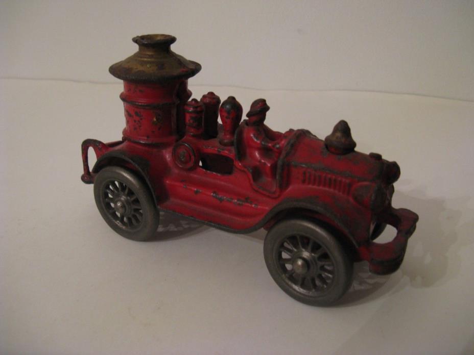 1900s Dent Cast Iron Fire Truck Engine Steamer Toy