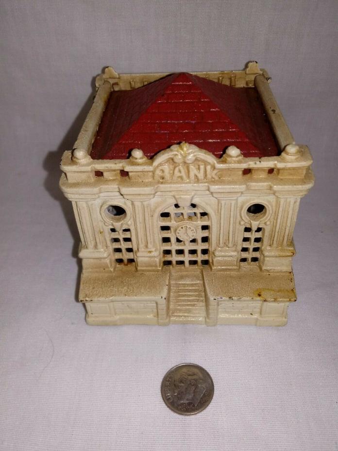 1920s cast iron ORNATE BANK BUILDING Penny Bank ~~VERY NICE ORIGINAL CONDITION~~