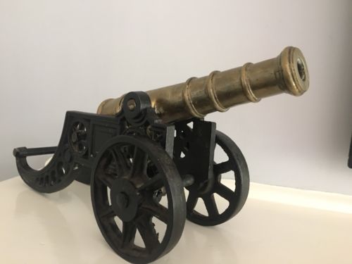 Vintage Cast Iron and  Brass Desk Cannon 18