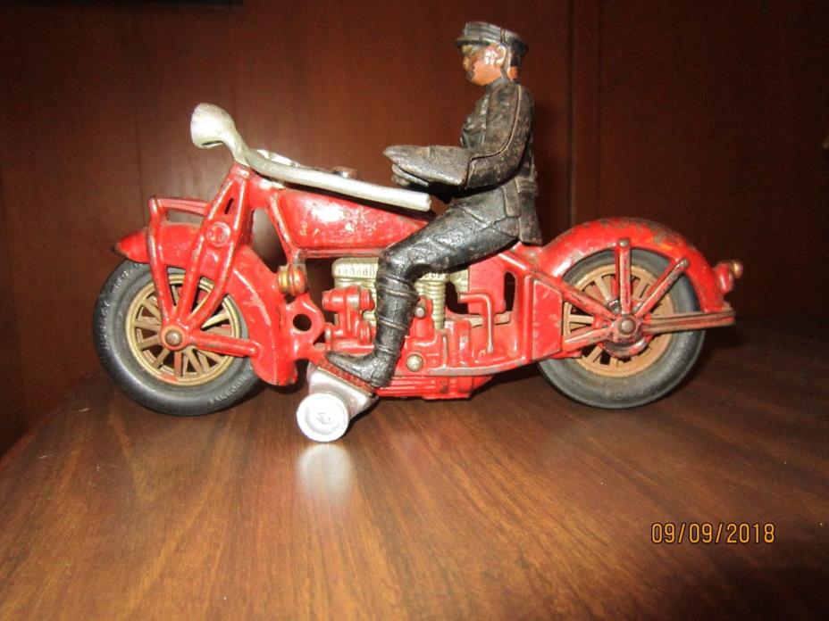 Hubley 4 Cylinder Indian Motorcycle with Original Rider from the 1900's