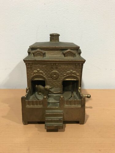 Antique Cast Iron Dog On Turntable Mechanical Bank Toy by H.L. Judd c.1895