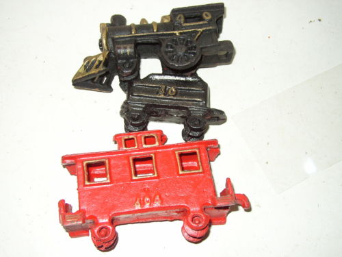 Cast Iron Steam engine #40 Loco & Tender #404 red caboose