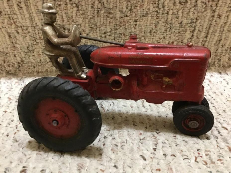 Vintage Arcade Cast Iron Farmall M Toy Tractor with Nickel Man