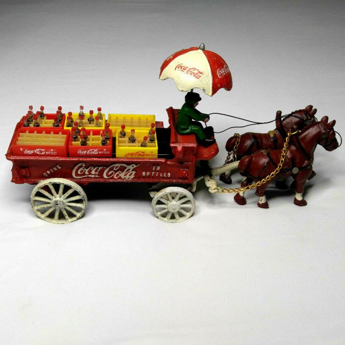 c 1970 Coca Cola Cast Iron Horse Drawn Carriage Antique